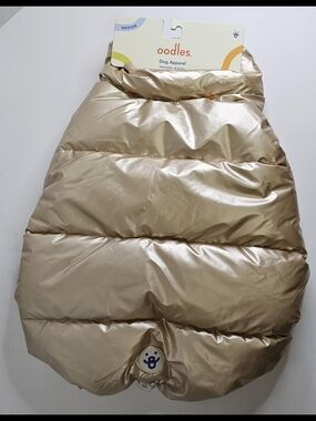 Metallic Gold Puffer Dog Jacket - Gold